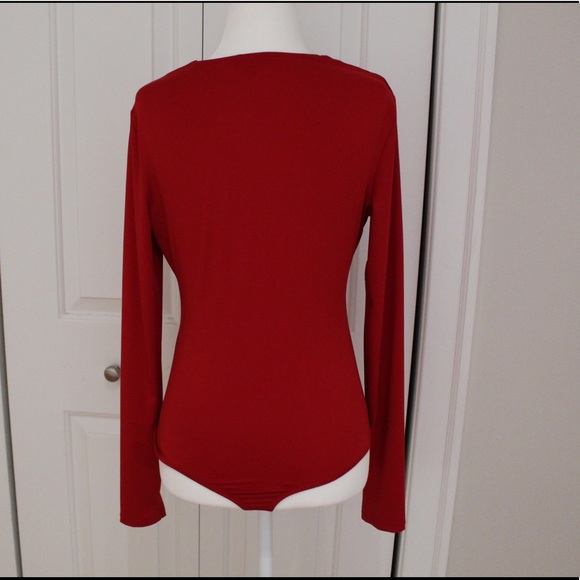 Guess Red Plunging Neckline Bodysuit - (S) - Picture 2 of 2